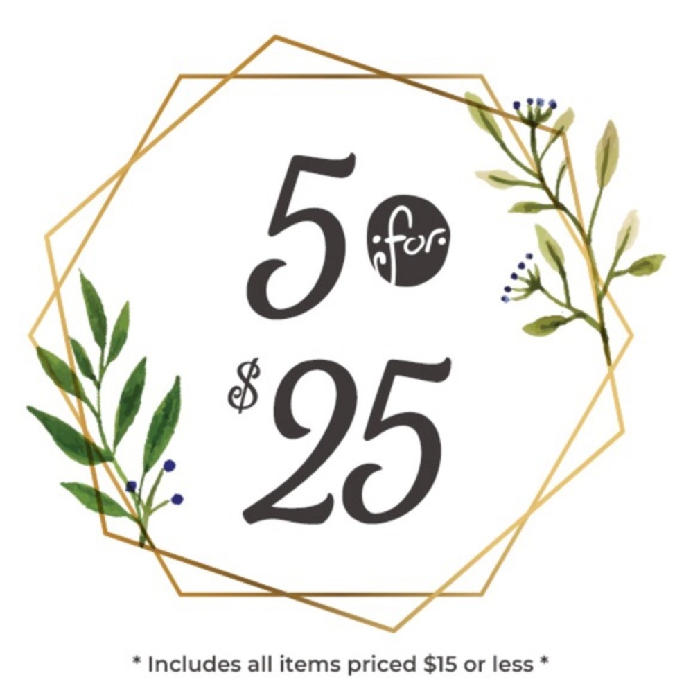 Bundle and save on 5 items for only $25.